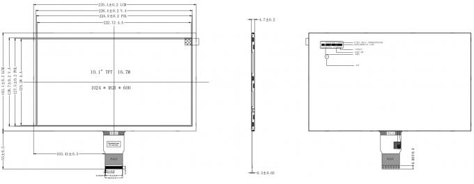 Custom HDMI LCD Display 1024x768 500nits TFT 10.1 Inch IPS Display With ...